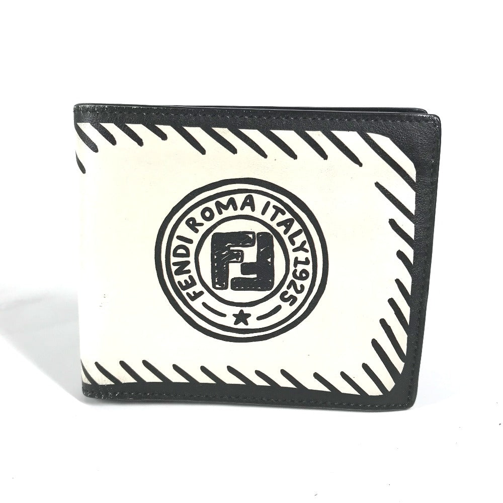 FENDI Folded wallet 7M0169 leather white Compact wallet Joshua Vides Collaboration