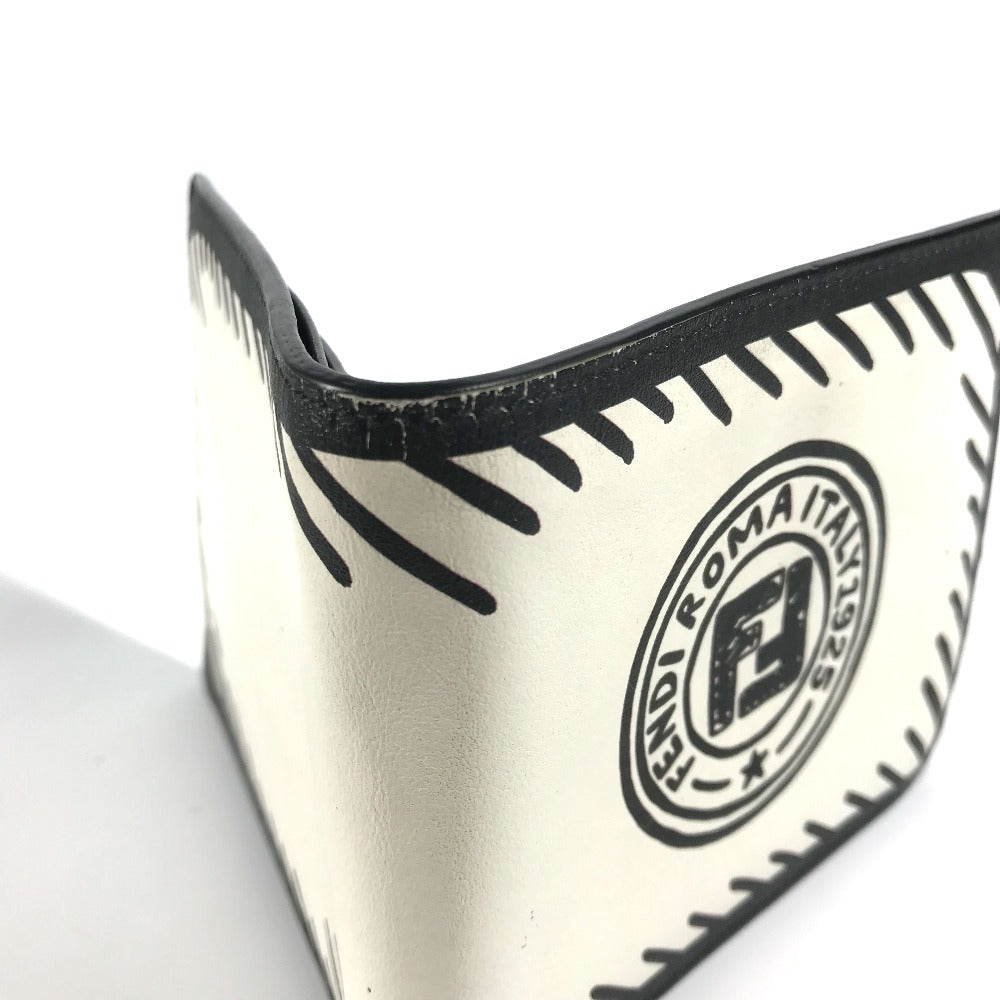 FENDI Folded wallet 7M0169 leather white Compact wallet Joshua Vides Collaboration