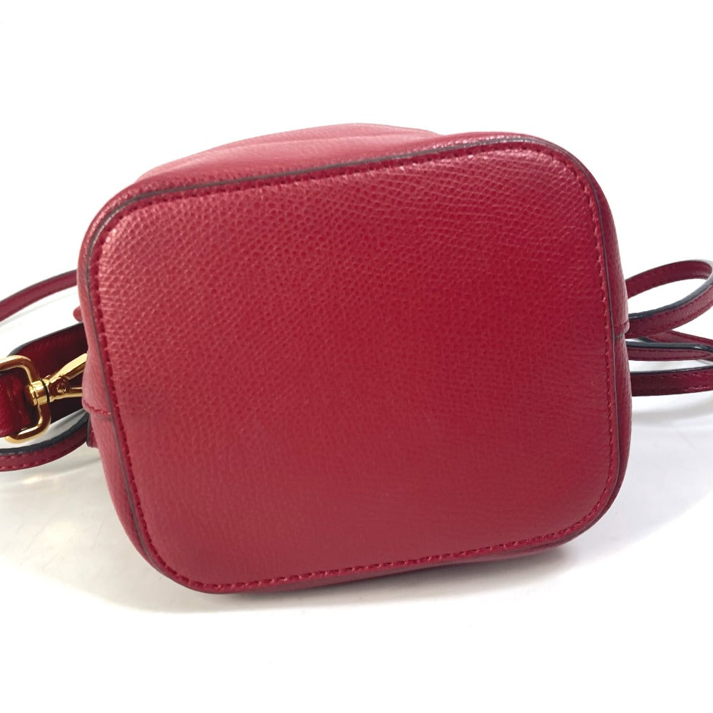 FENDI Shoulder Bag 8BS010 leather Red FFMetal Drawstring Bucket Mini Montresor Women Used Authentic
