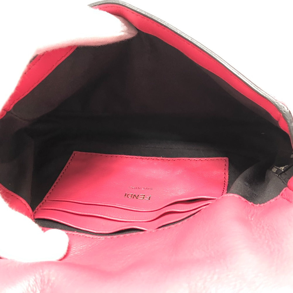 FENDI Shoulder Bag 8BS017 lambskin pink FF baguette small Women Used Authentic