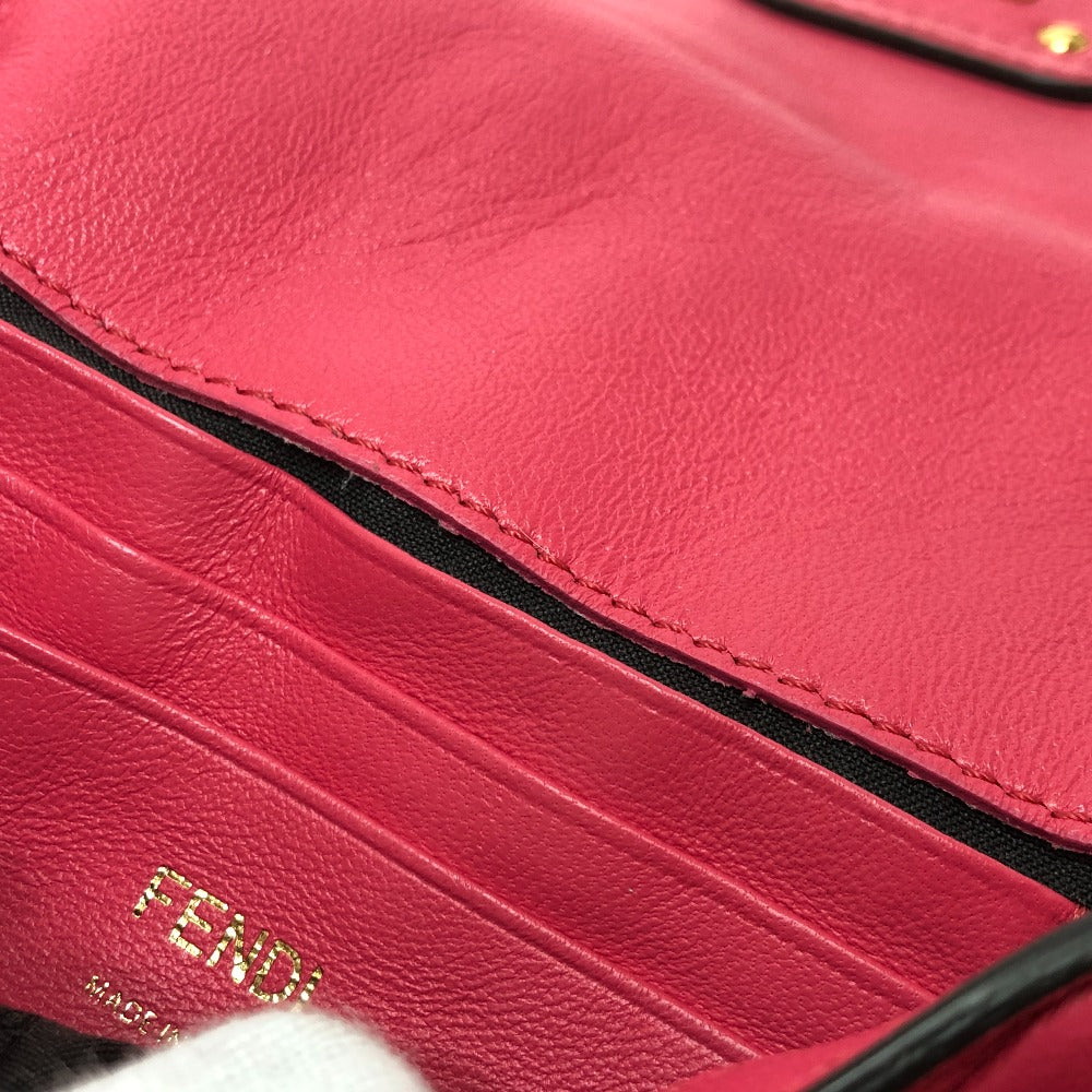 FENDI Shoulder Bag 8BS017 lambskin pink FF baguette small Women Used Authentic
