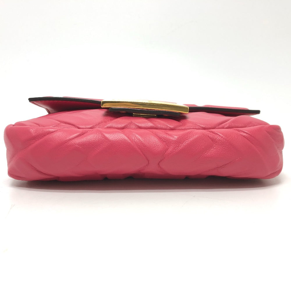 FENDI Shoulder Bag 8BS017 lambskin pink FF baguette small Women Used Authentic