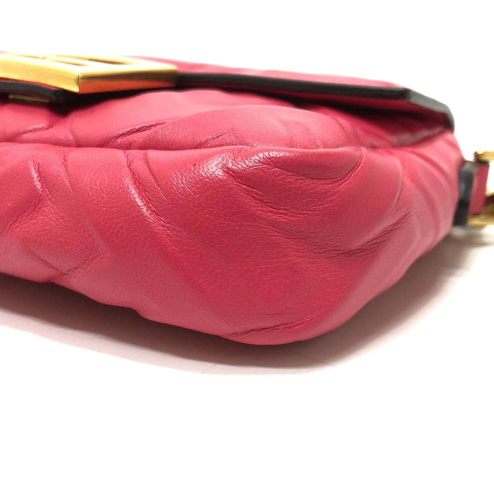 FENDI Shoulder Bag 8BS017 lambskin pink FF baguette small Women Used Authentic