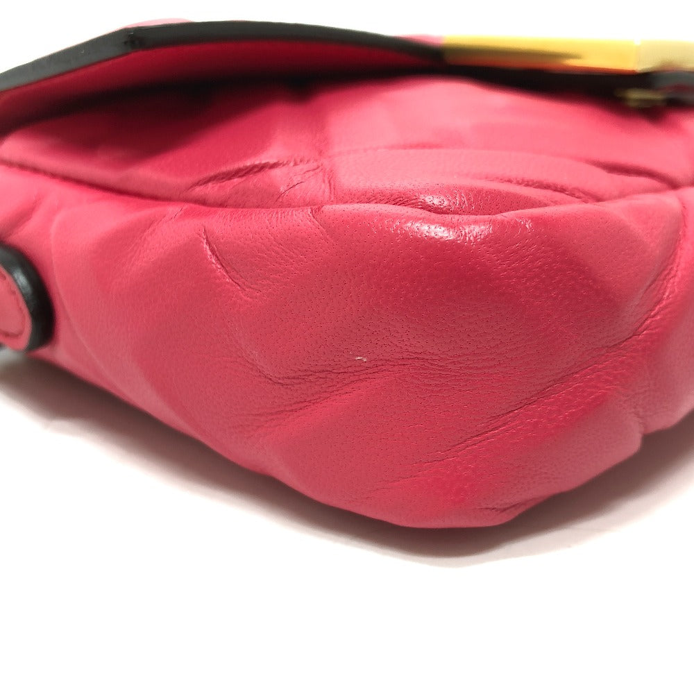 FENDI Shoulder Bag 8BS017 lambskin pink FF baguette small Women Used Authentic