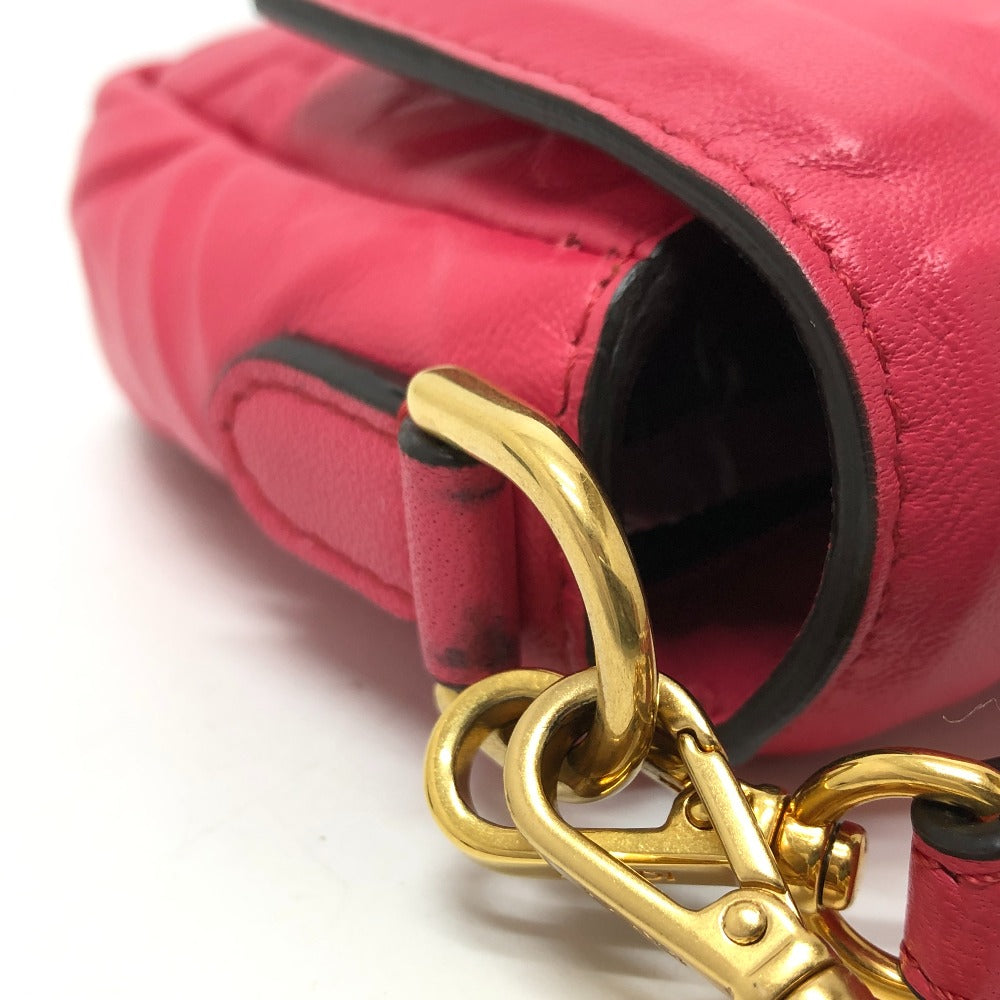 FENDI Shoulder Bag 8BS017 lambskin pink FF baguette small Women Used Authentic