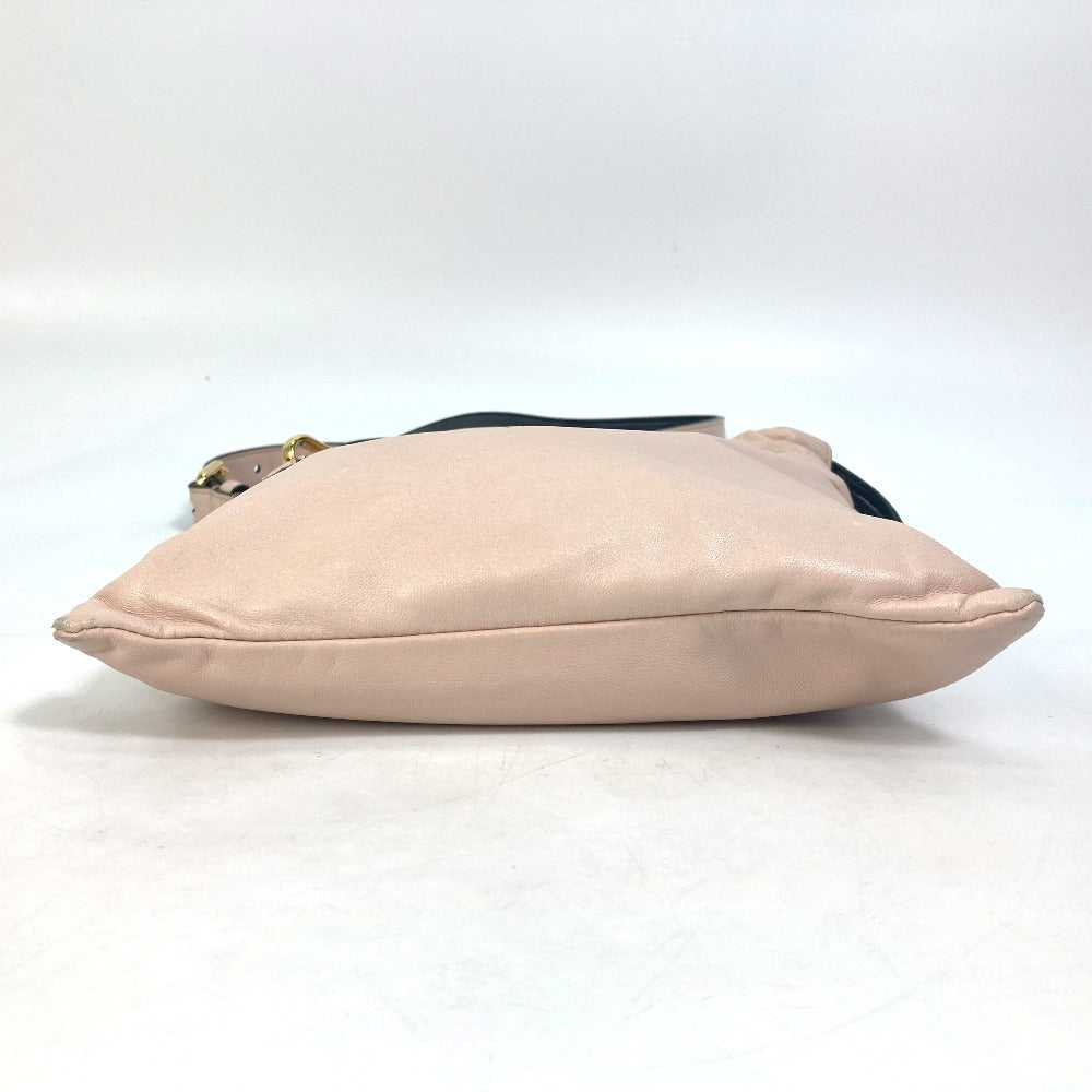 FENDI Shoulder Bag 8BT337 leather pink Drawstring Pochette Pouch Crossbody pack slim clutch small Women Used Authentic