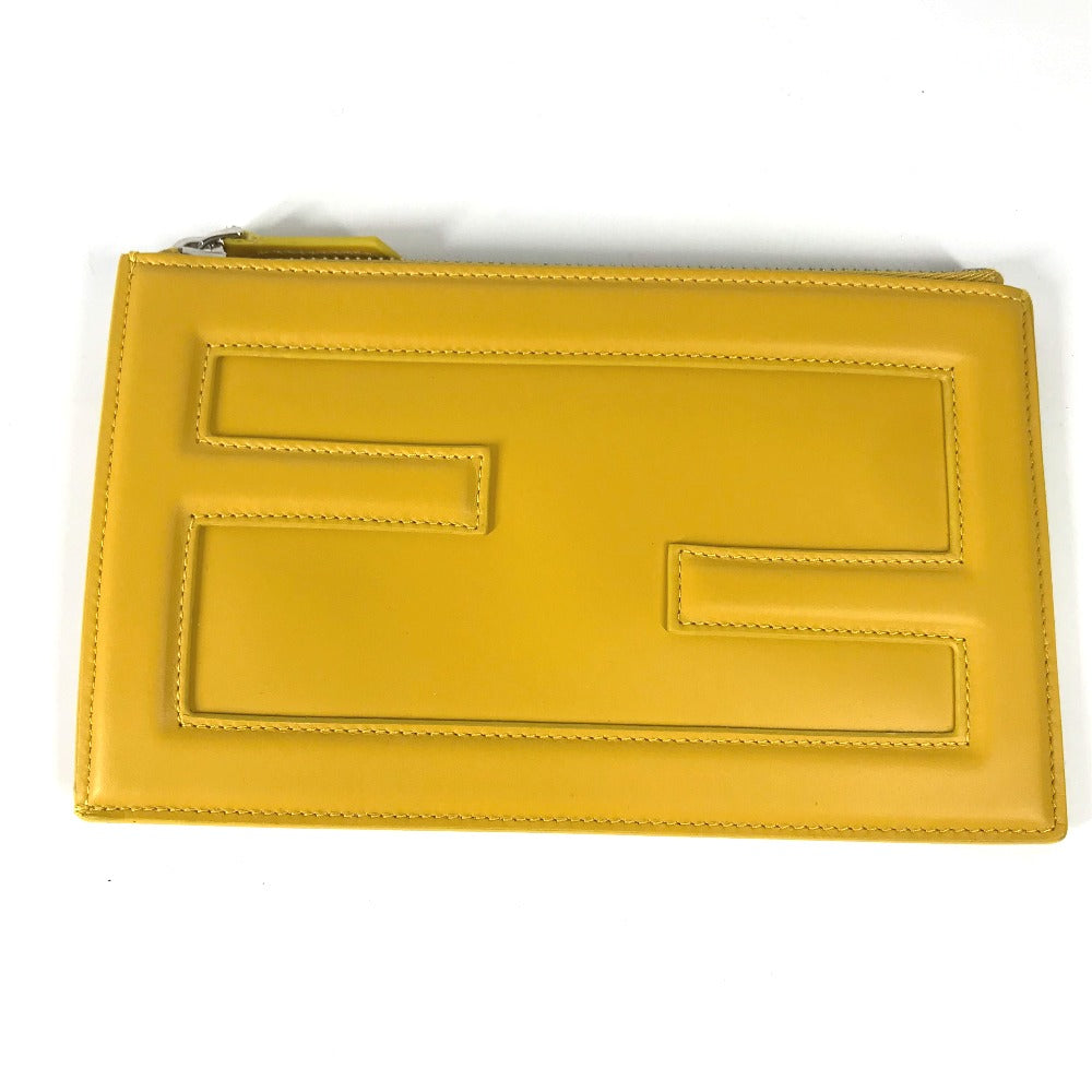 FENDI Clutch bag 7N0114 leather yellow logo