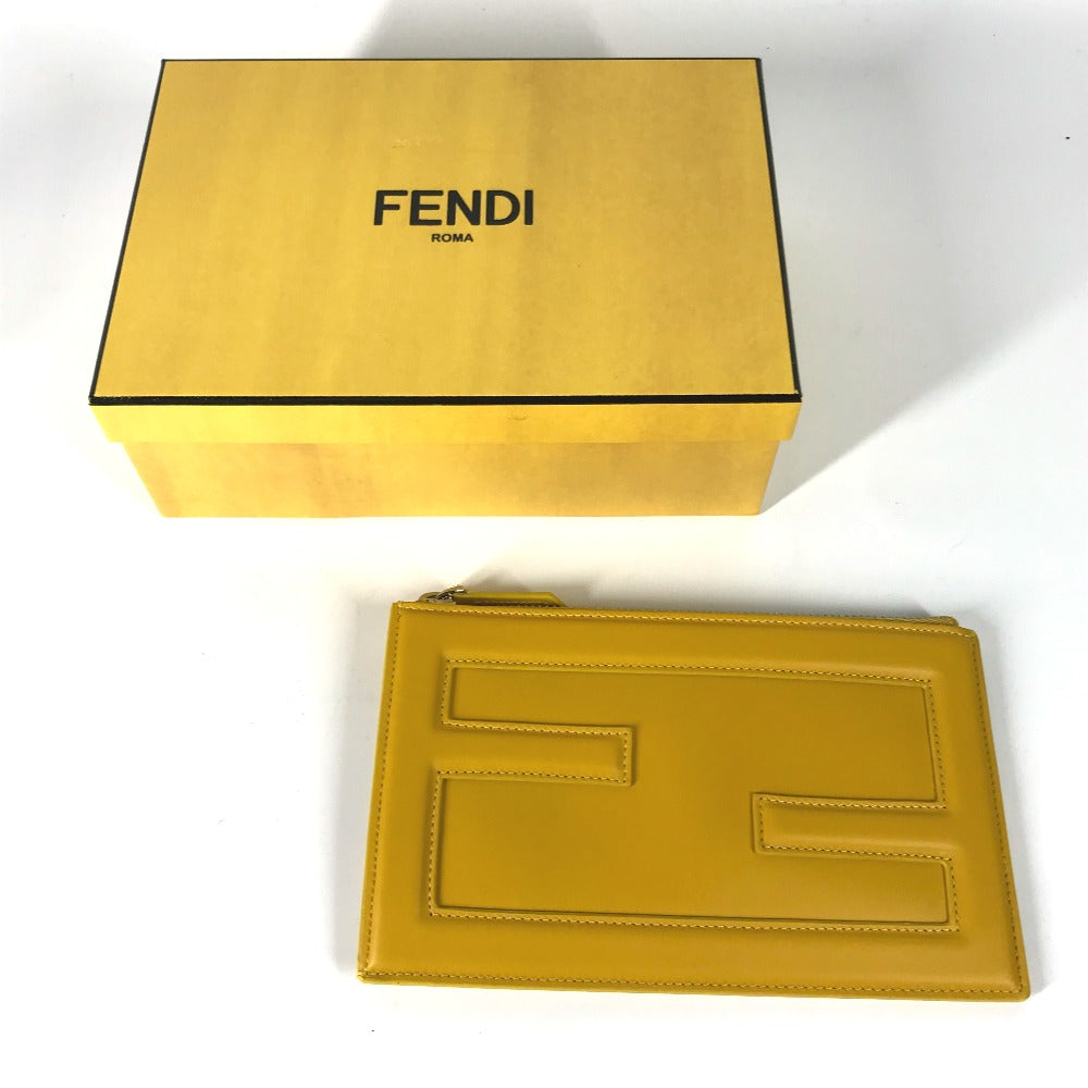 FENDI Clutch bag 7N0114 leather yellow logo