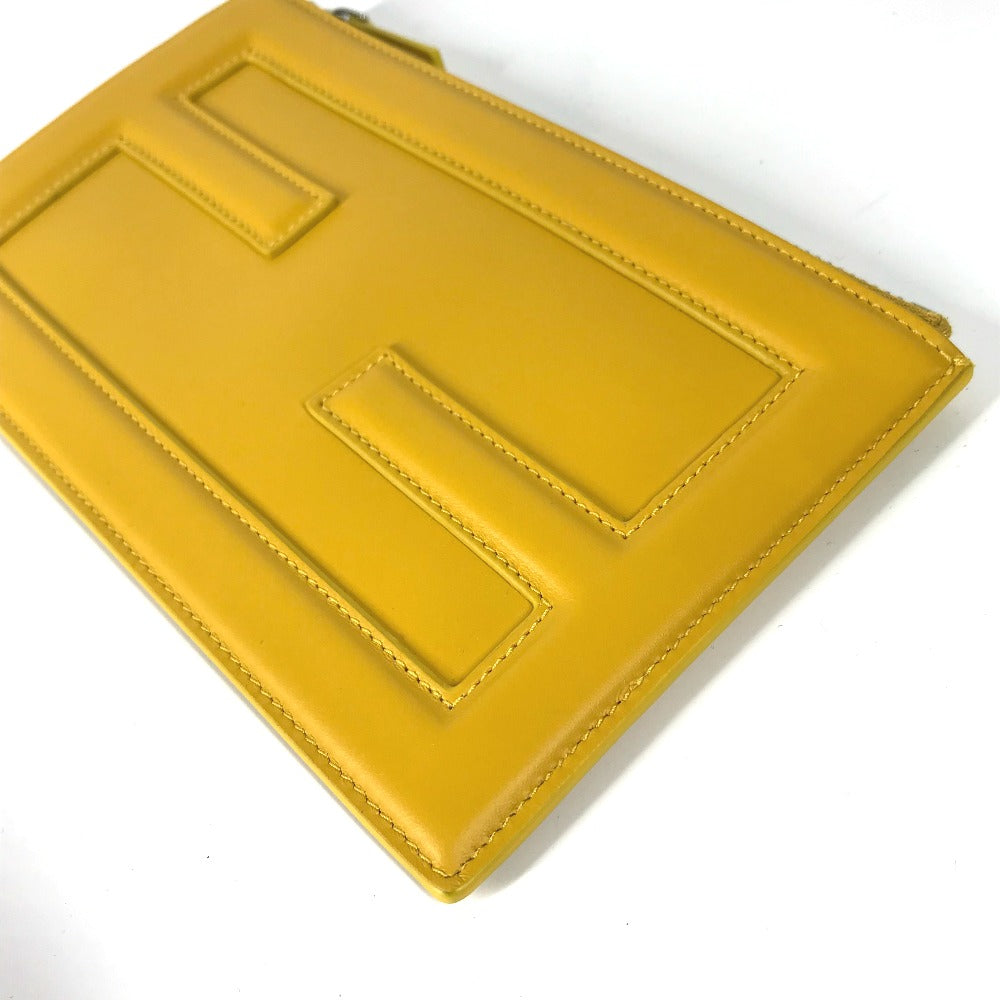 FENDI Clutch bag 7N0114 leather yellow logo