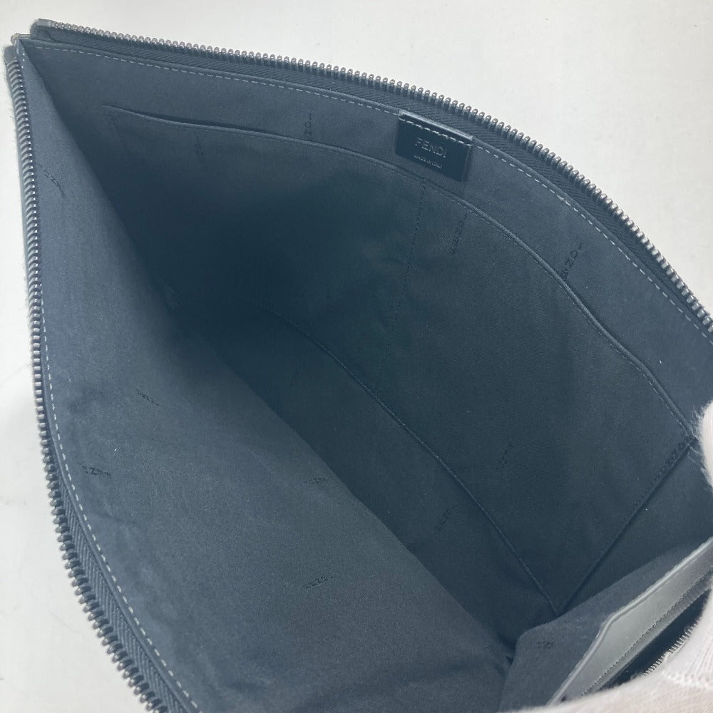 FENDI Clutch bag 7M0237 leather gray Zip