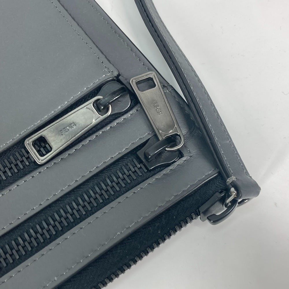 FENDI Clutch bag 7M0237 leather gray Zip