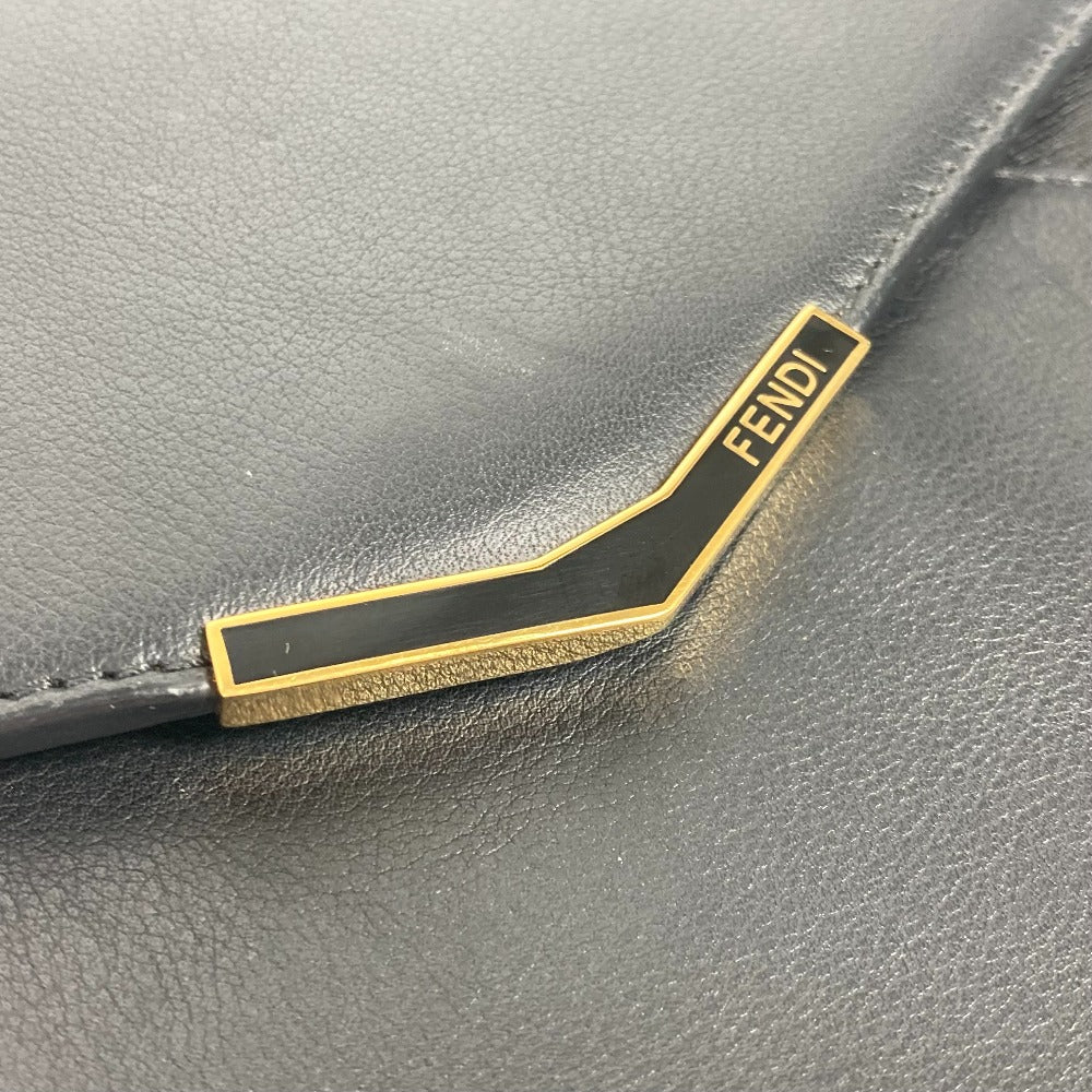 FENDI Clutch bag 8M0312 leather black flap To joule