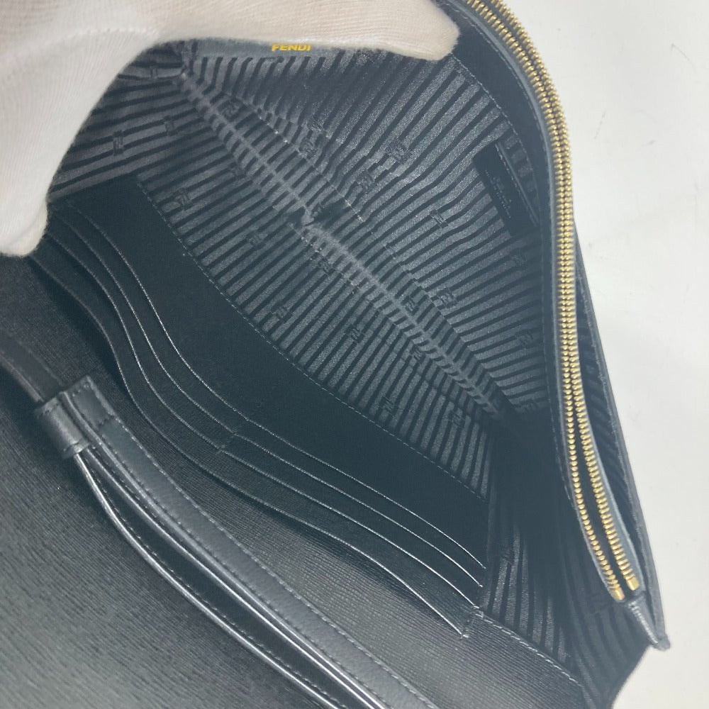 FENDI Clutch bag 8M0312 leather black flap To joule