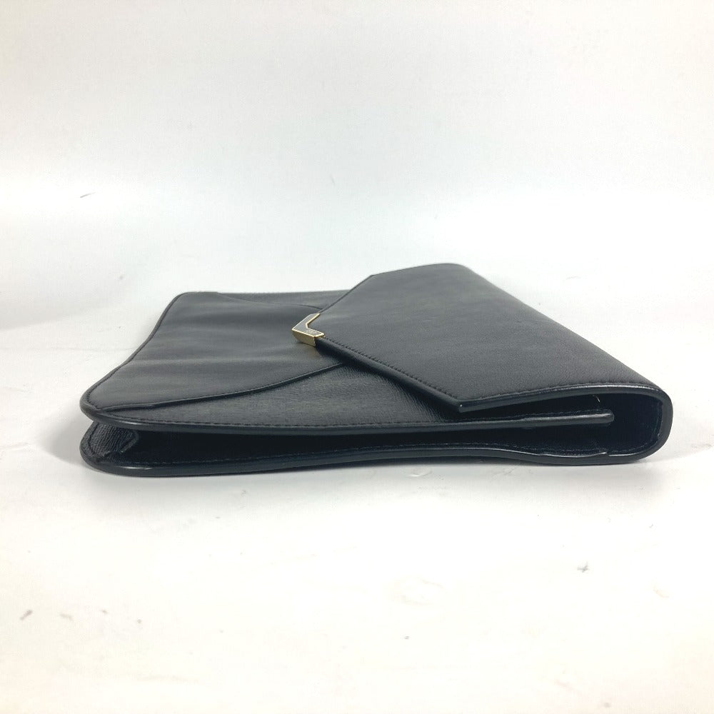FENDI Clutch bag 8M0312 leather black flap To joule
