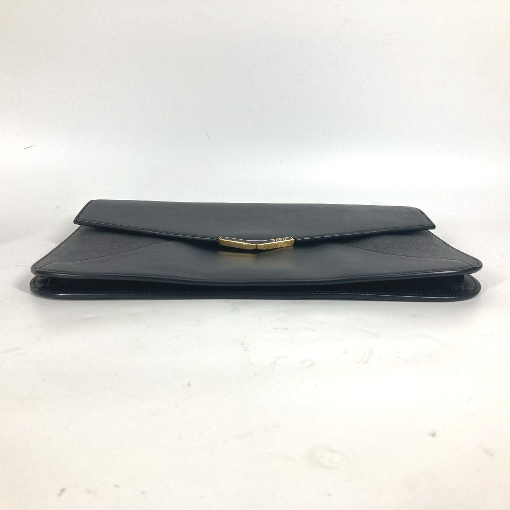 FENDI Clutch bag 8M0312 leather black flap To joule