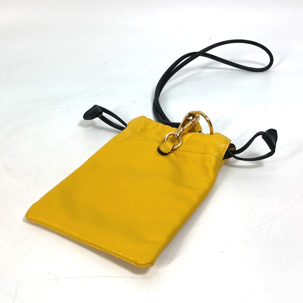 FENDI Pouch 7AR898 leather yellow Phone holder Phone pouch logo