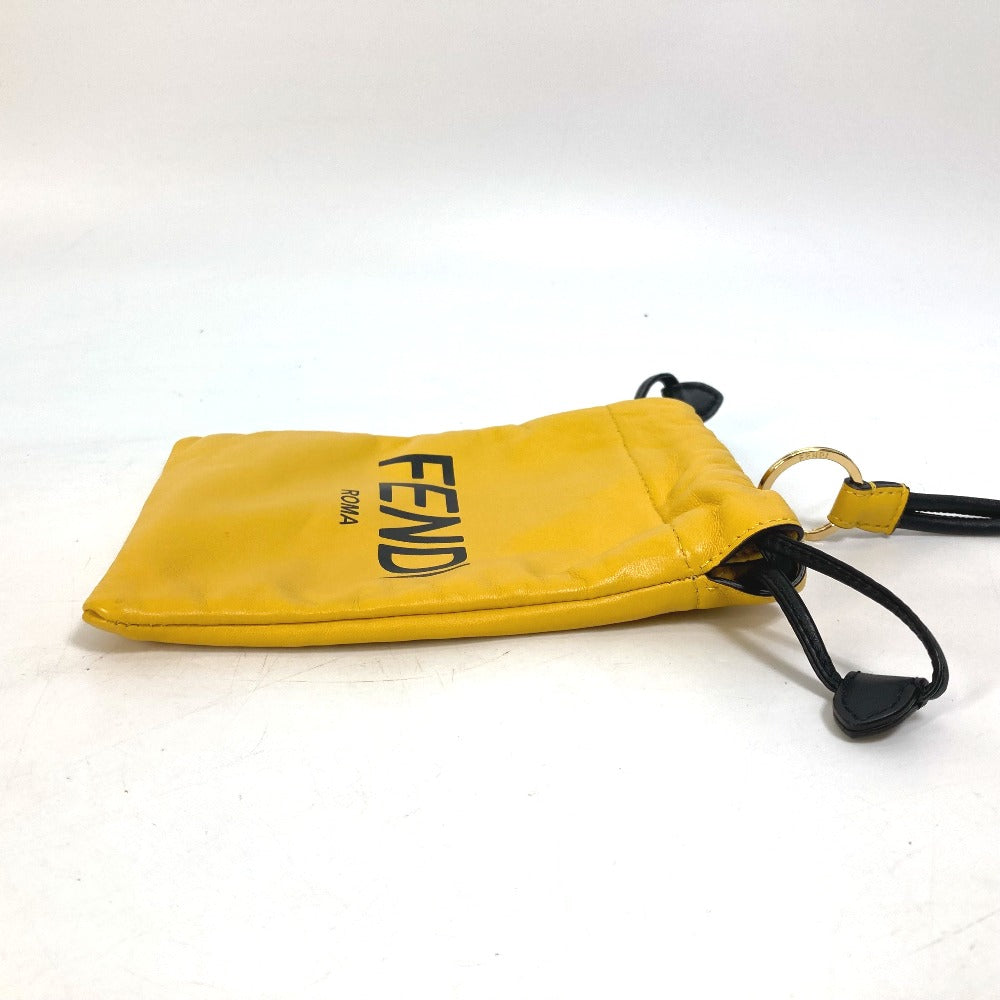 FENDI Pouch 7AR898 leather yellow Phone holder Phone pouch logo