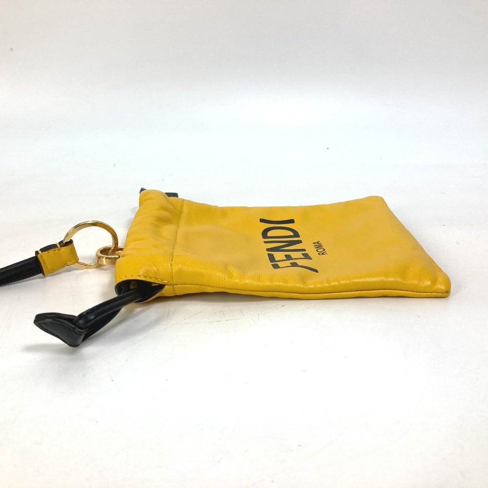 FENDI Pouch 7AR898 leather yellow Phone holder Phone pouch logo