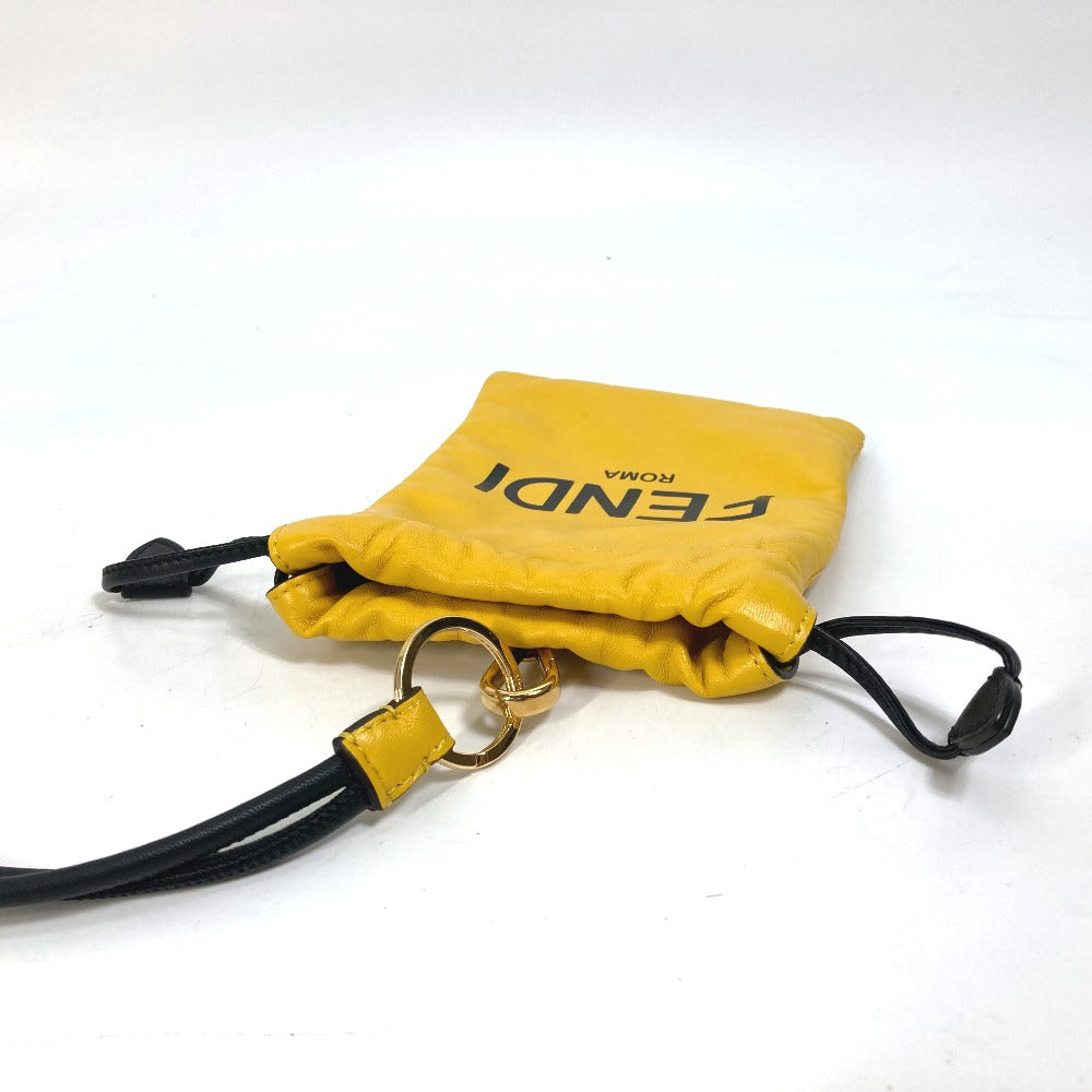 FENDI Pouch 7AR898 leather yellow Phone holder Phone pouch logo