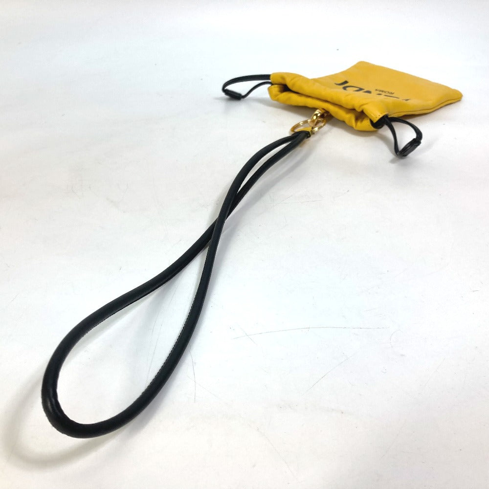 FENDI Pouch 7AR898 leather yellow Phone holder Phone pouch logo