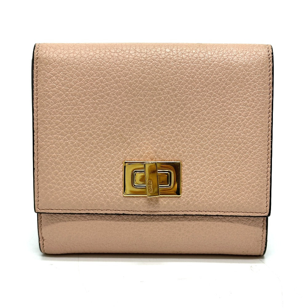 FENDI Folded wallet 8M0438 leather pink Peekaboo Women Used Authentic