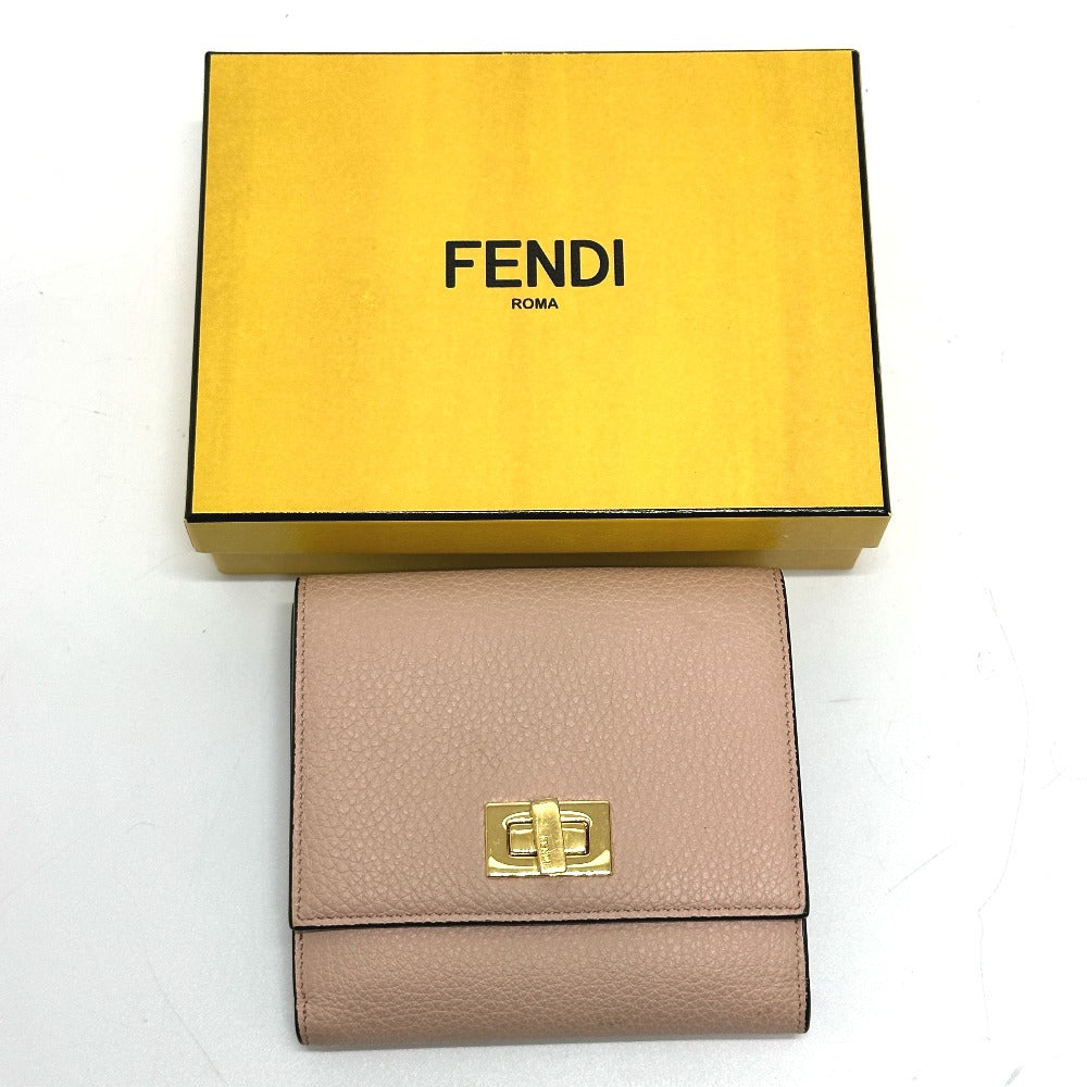 FENDI Folded wallet 8M0438 leather pink Peekaboo Women Used Authentic