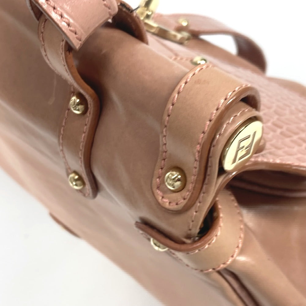 FENDI Tote Bag leather pink Turn lock