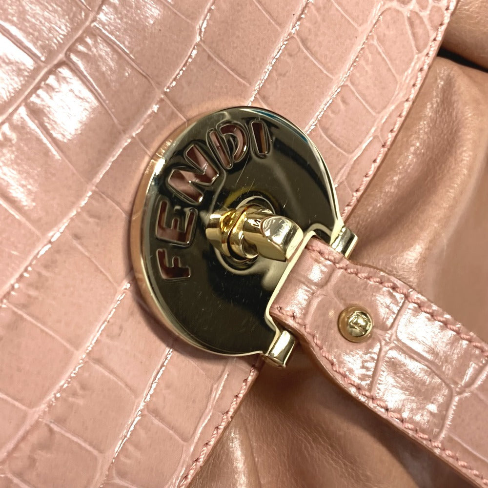 FENDI Tote Bag leather pink Turn lock