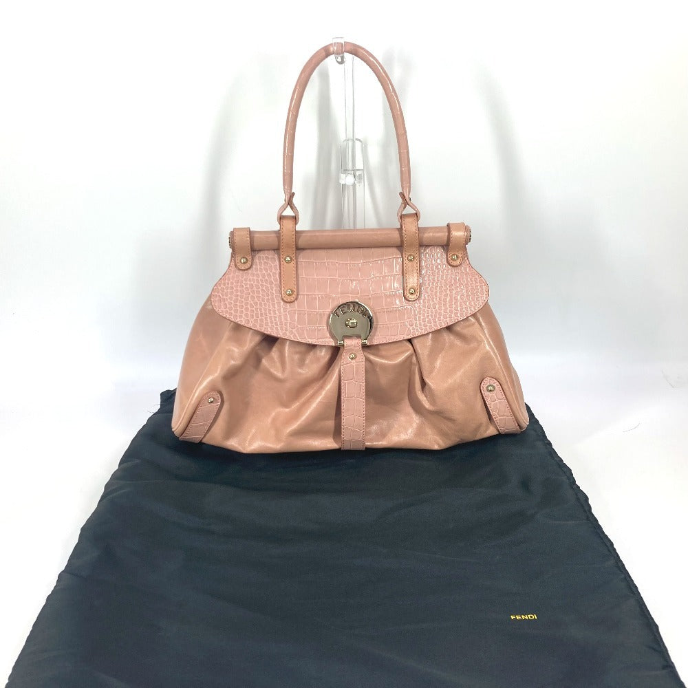 FENDI Tote Bag leather pink Turn lock