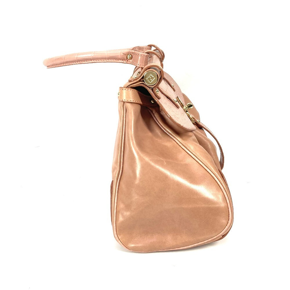 FENDI Tote Bag leather pink Turn lock