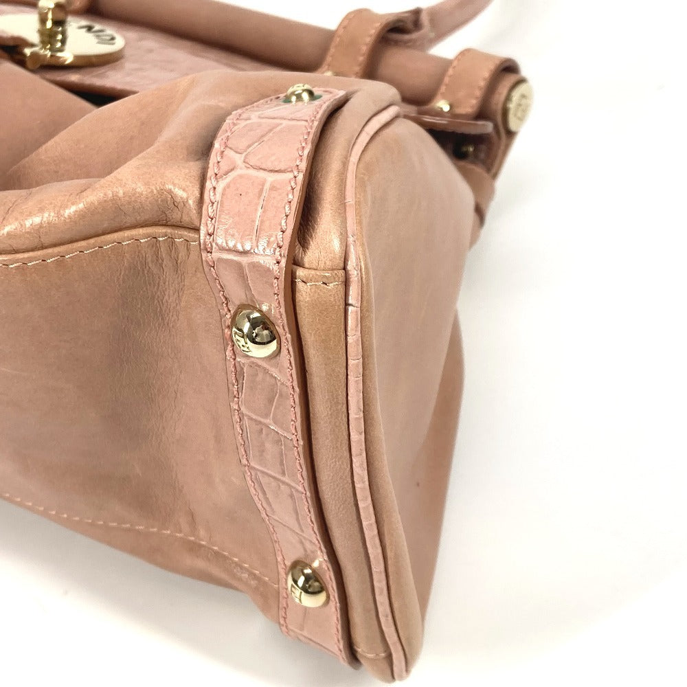 FENDI Tote Bag leather pink Turn lock
