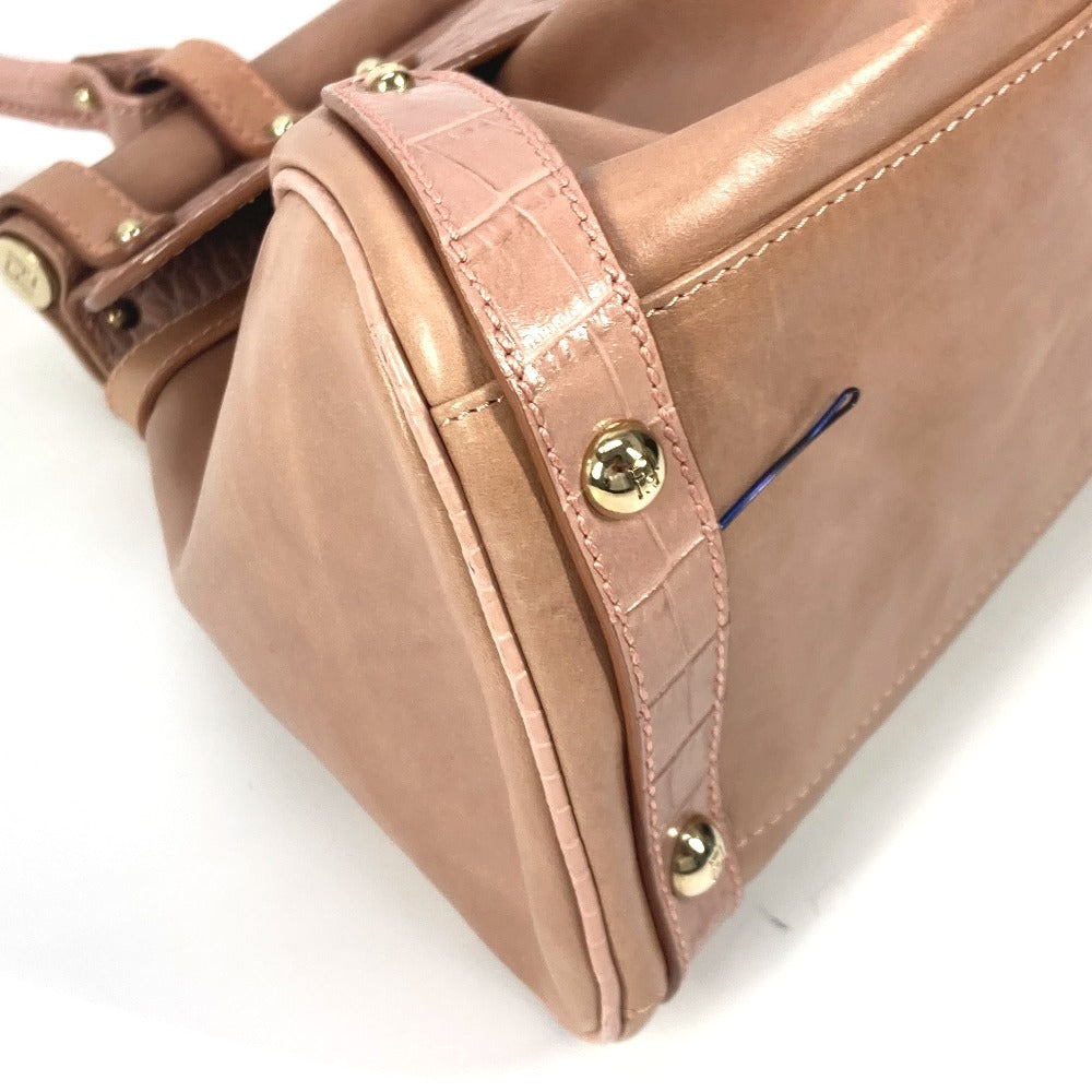FENDI Tote Bag leather pink Turn lock