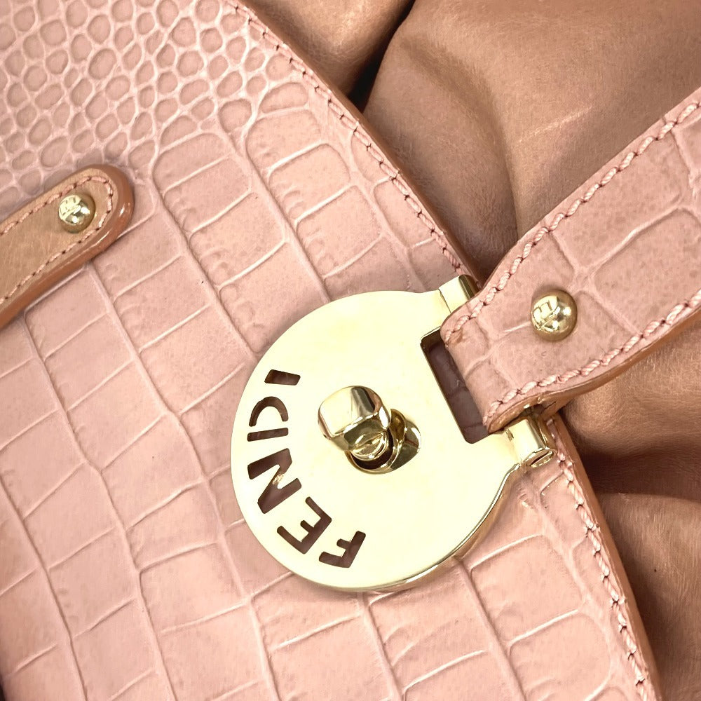 FENDI Tote Bag leather pink Turn lock