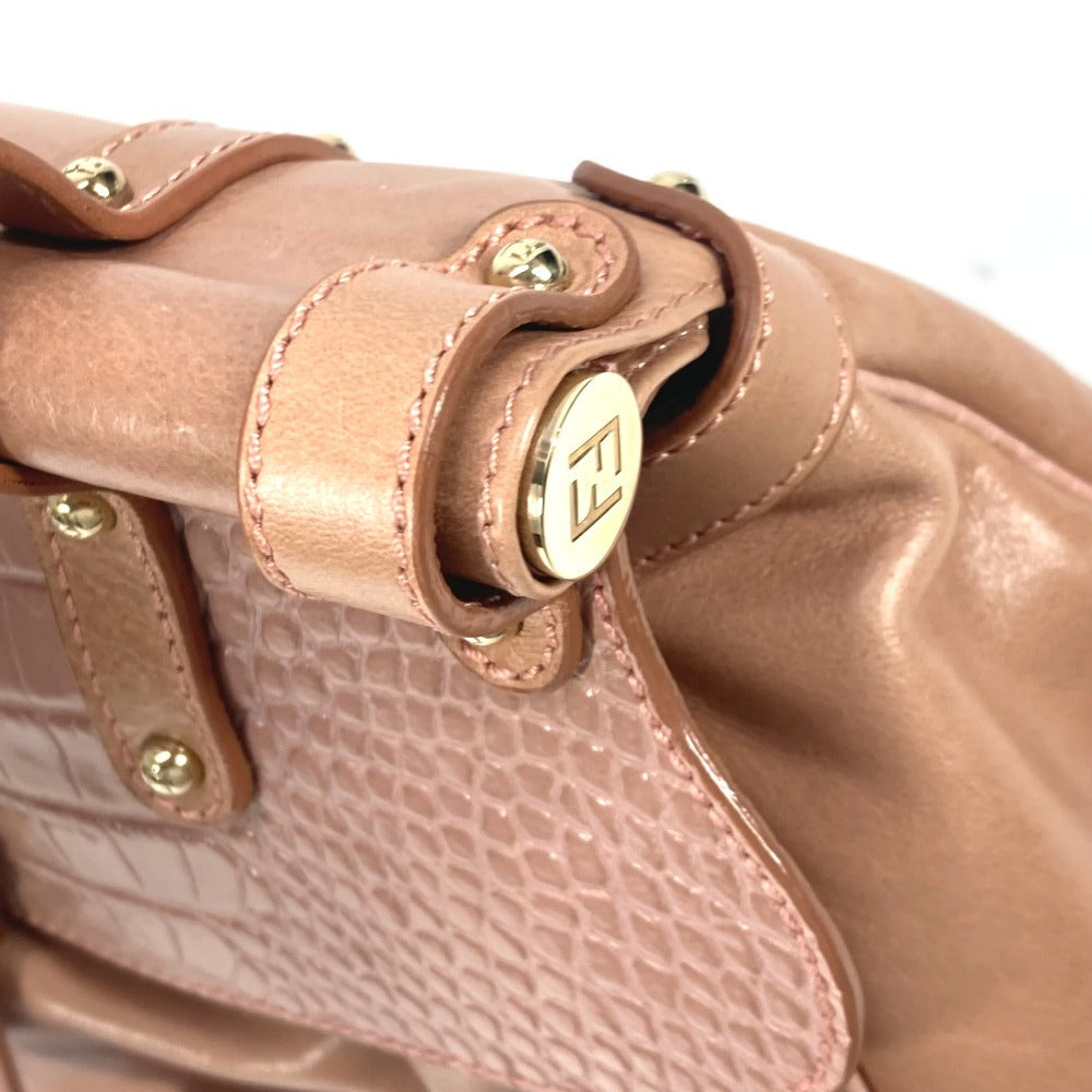 FENDI Tote Bag leather pink Turn lock