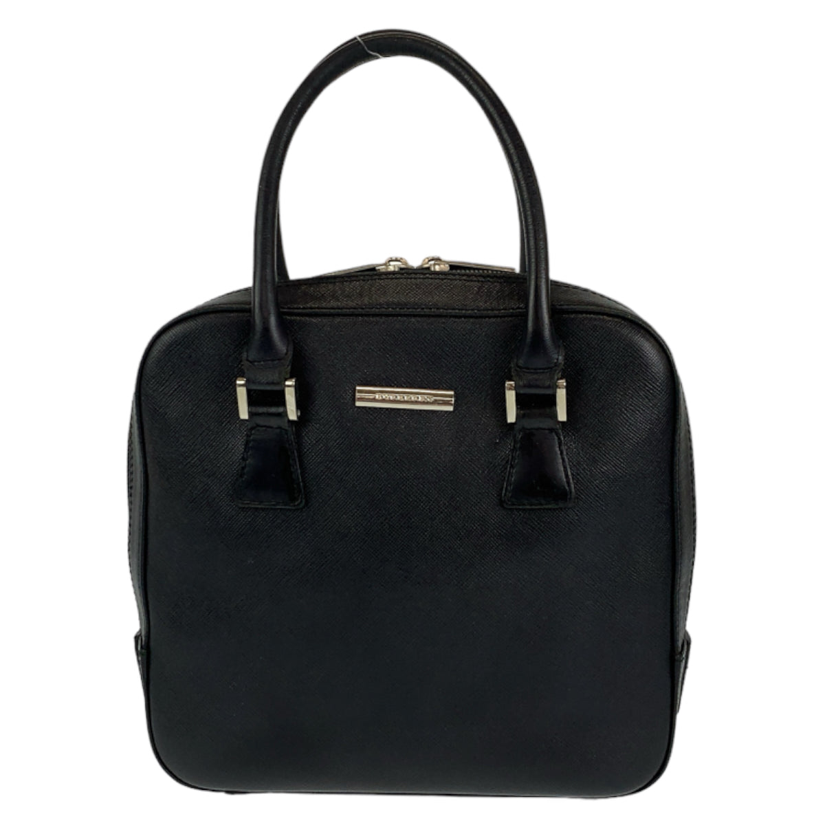 BURBERRY Handbag leather Black SilverMetal Medium Check Pattern