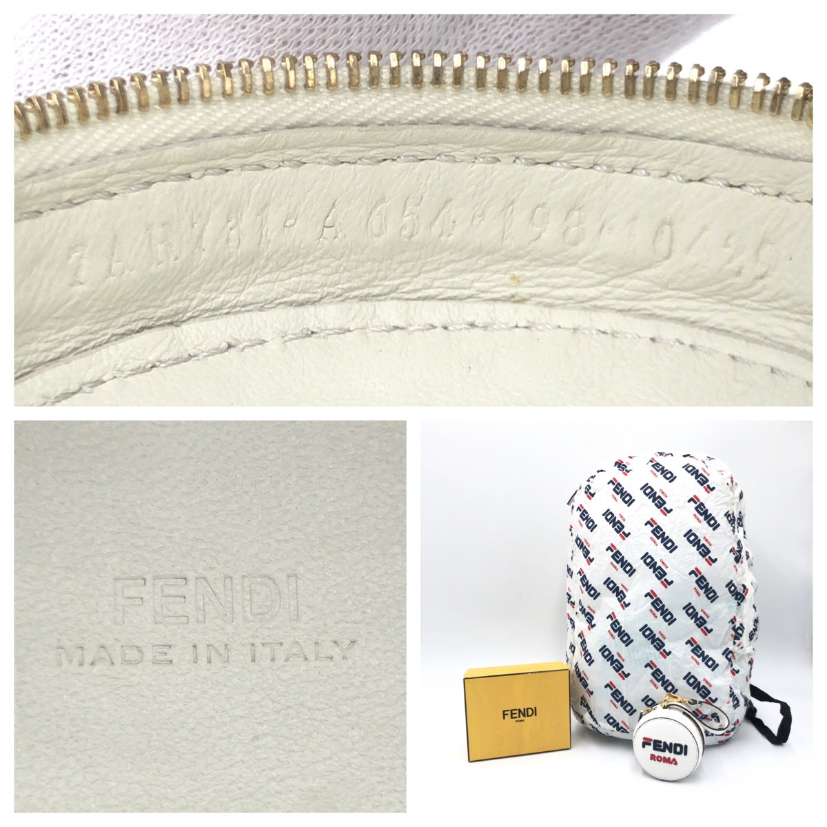 FENDI Backpack Nylon white FILA collaboration With porch