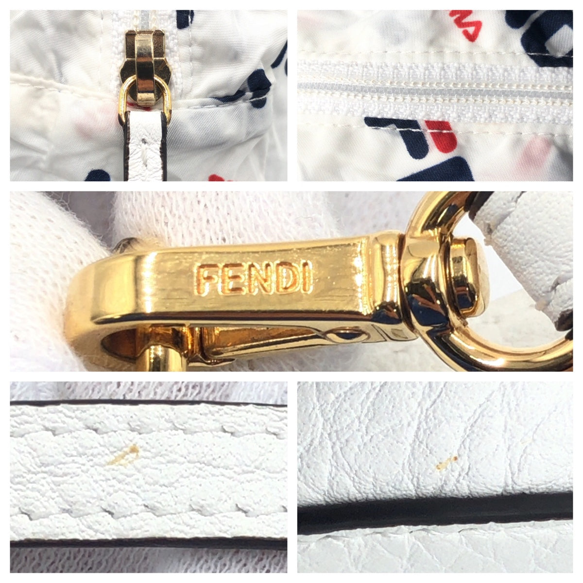 FENDI Backpack Nylon white FILA collaboration With porch