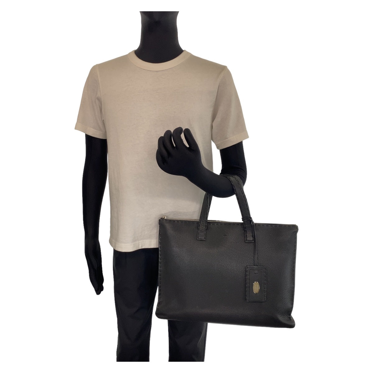 FENDI Business bag leather Black SilverMetal Celeria