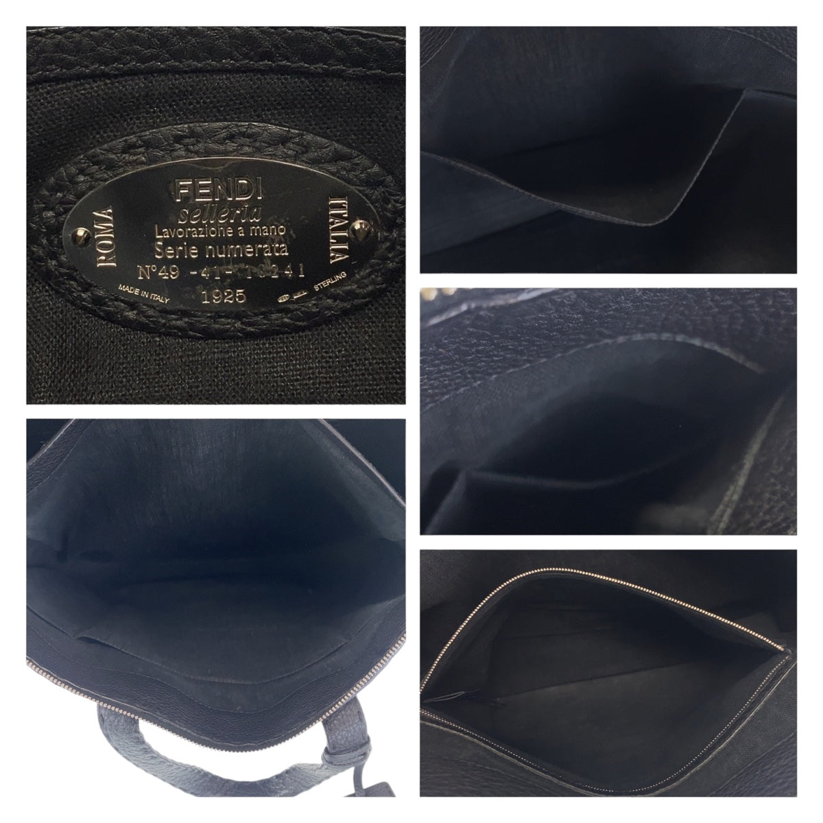 FENDI Business bag leather Black SilverMetal Celeria