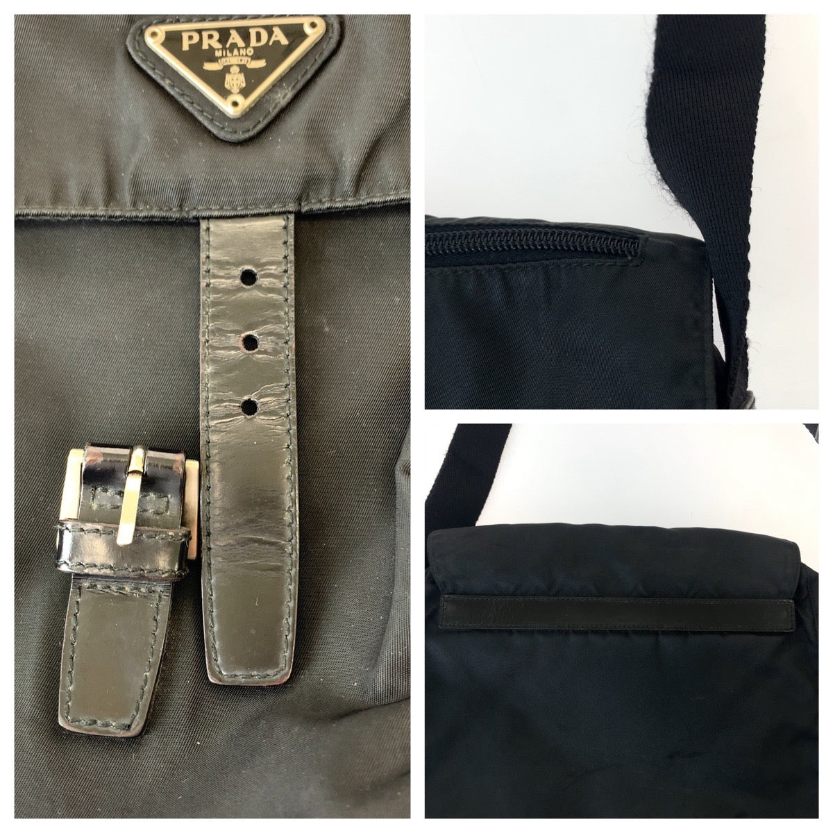 PRADA Shoulder Bag 1BD994 Nylon Black SilverMetal Test Triangle With logo