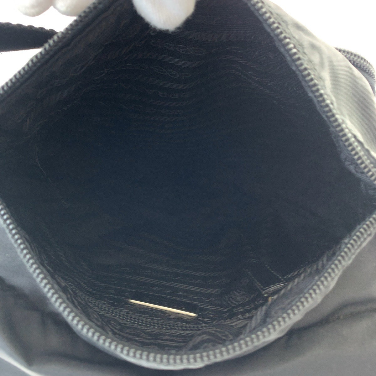 PRADA Shoulder Bag 1BD994 Nylon Black SilverMetal Test Triangle With logo