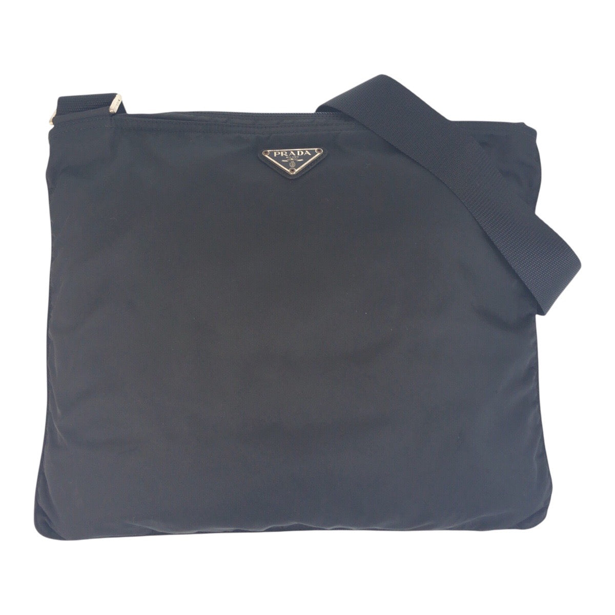 PRADA Shoulder Bag 42 Nylon Black SilverMetal Test Triangle With logo