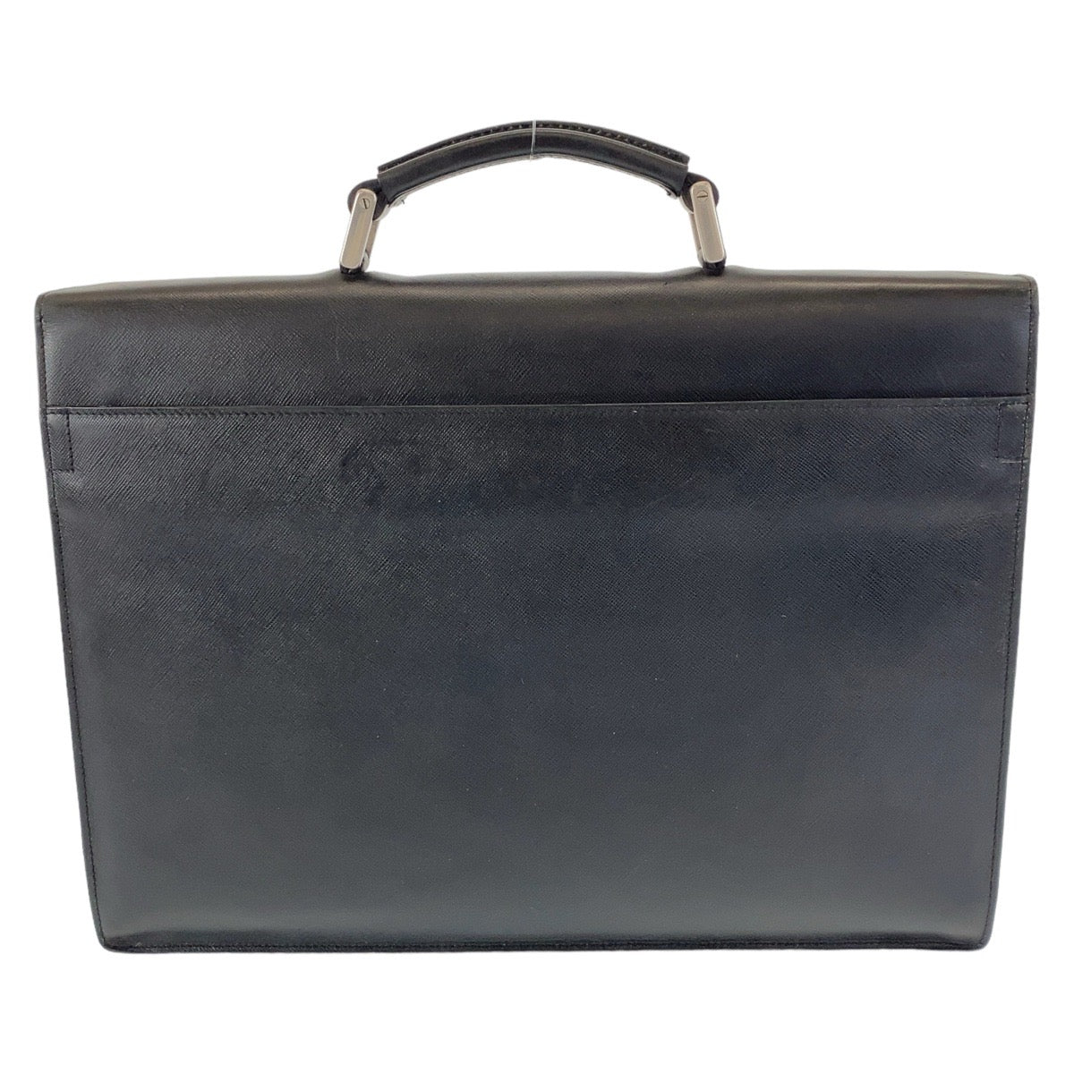 PRADA Business bag leather Black SilverMetal Safiano
