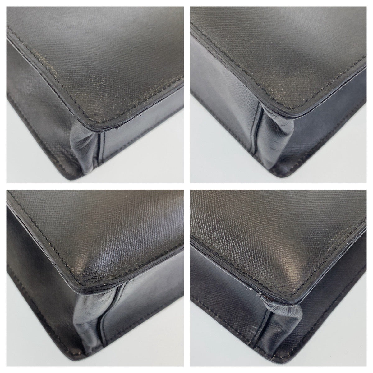 PRADA Business bag leather Black SilverMetal Safiano