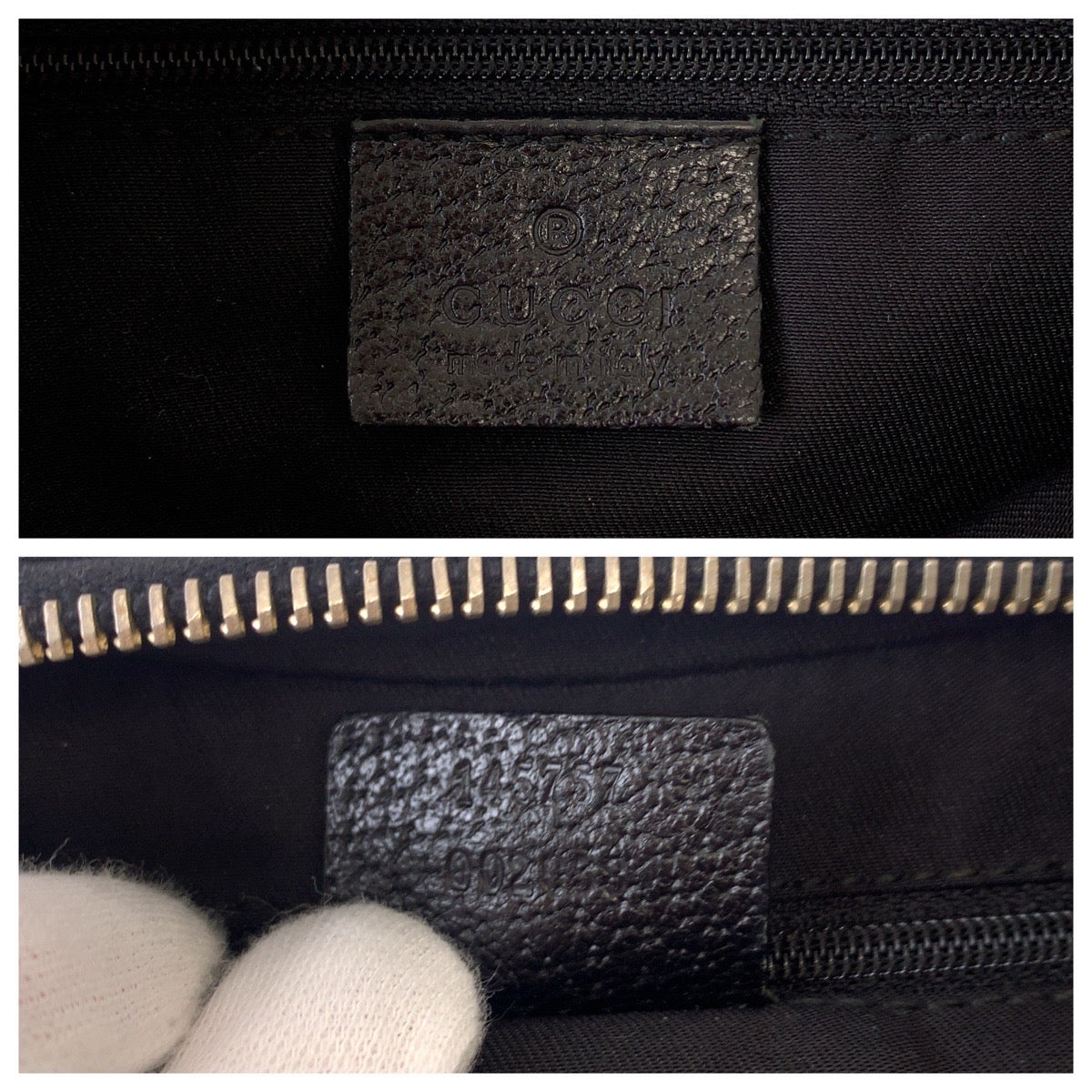 GUCCI Shoulder Bag 145757 GG canvas Black Silver Metal Hobo