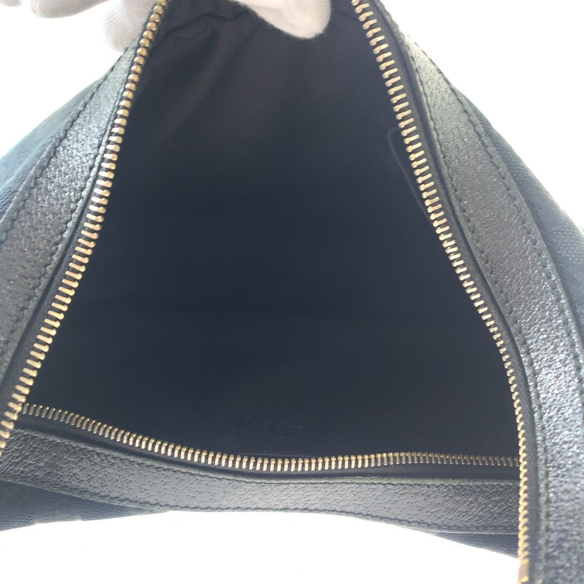 GUCCI Shoulder Bag 145757 GG canvas Black Silver Metal Hobo