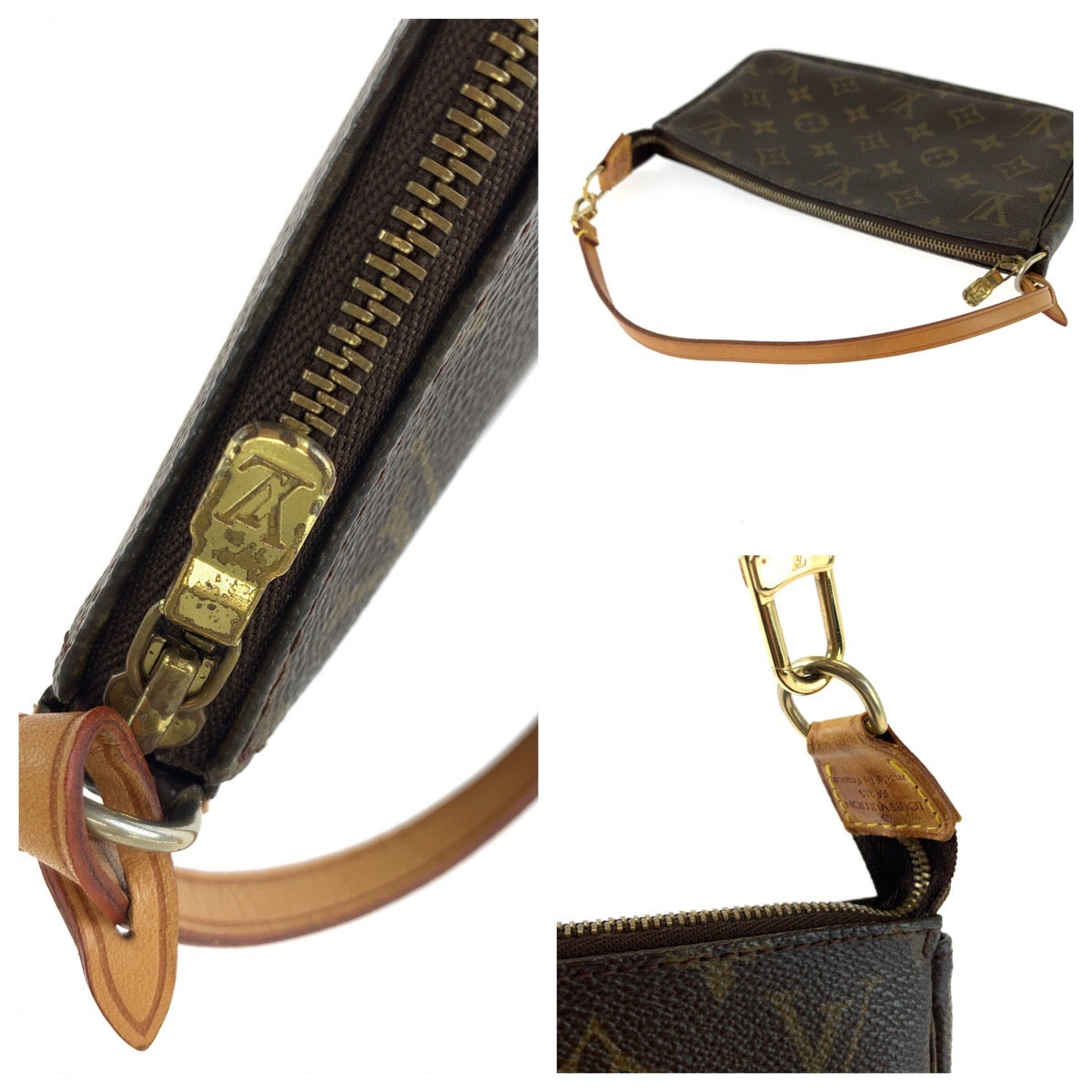 LOUIS VUITTON Handbag M40712 PVC Brown Gold Metal Monogram Accesspo
