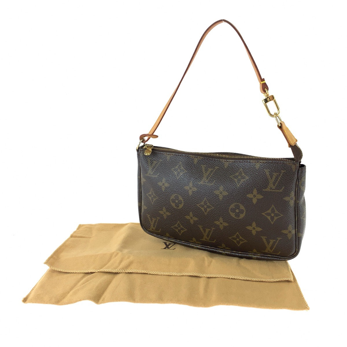 LOUIS VUITTON Handbag M40712 PVC Brown Gold Metal Monogram Accesspo