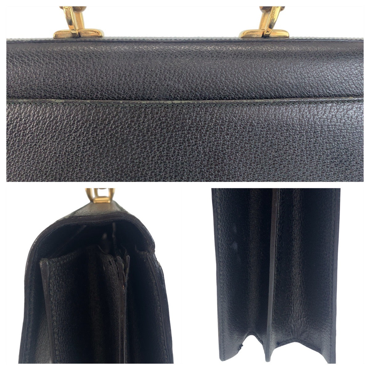 GUCCI Business bag 015.1046.3304 leather Black GoldMetal Bamboo Old Gucci