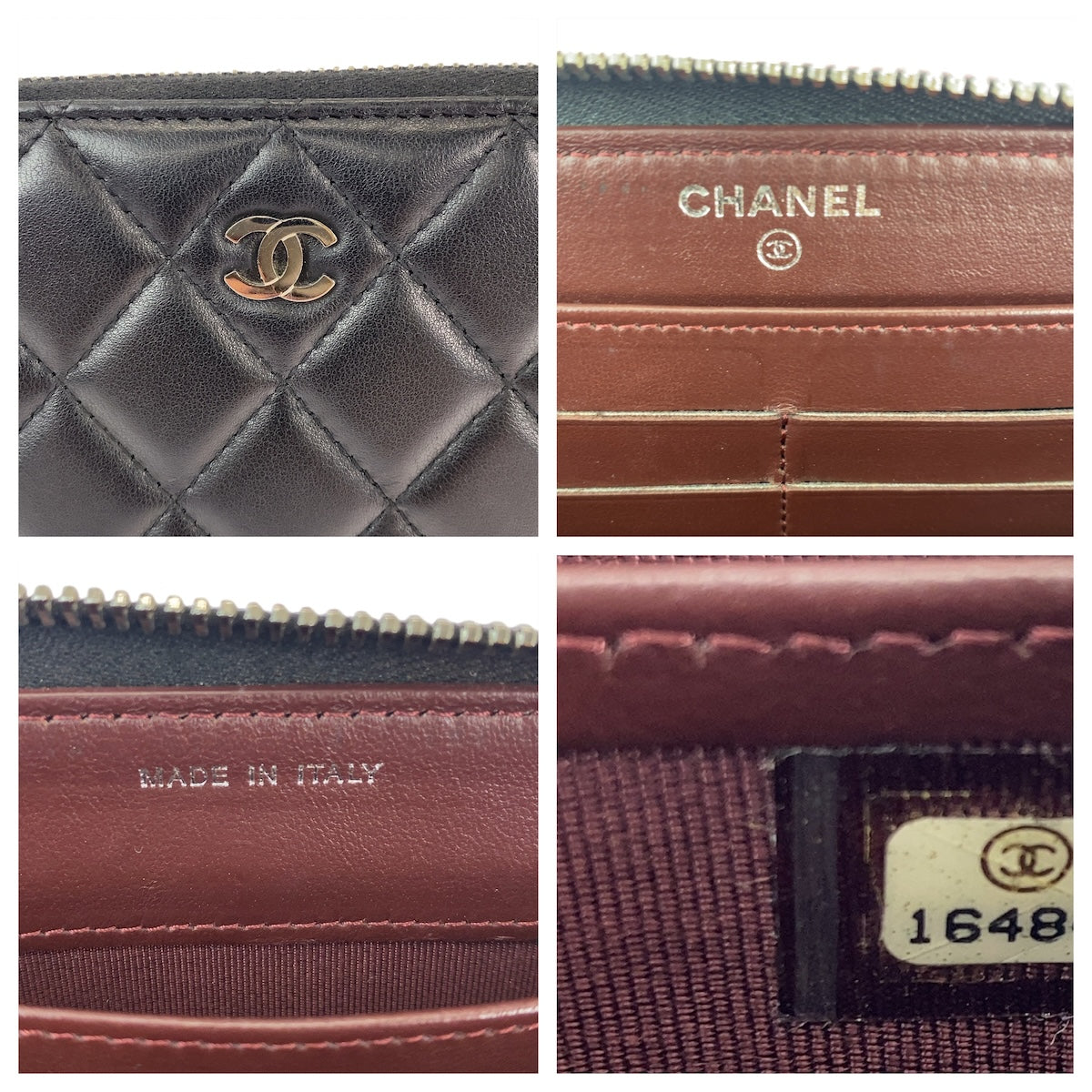 CHANEL Long Wallet Purse lambskin Black SilverMetal Matrasse COCO Mark
